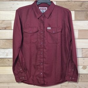 Dixxon BordeauX Burgundy Flannel Snap Button Shirt Mens Extra Large 44in